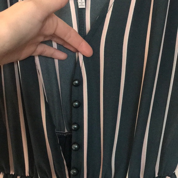 Green Striped Romper - Picture 2 of 3